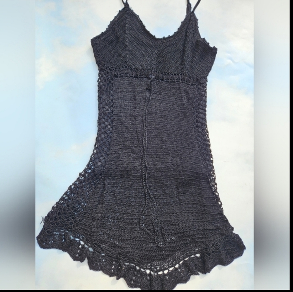Black Crochet Beach Top Mesh Vacation Top Cruise Top Beach Coverup